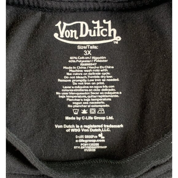 Von Dutch Long Sleeve Shirt Men’s 3X Black Hit The Road Wing Engine - Picture 5 of 7